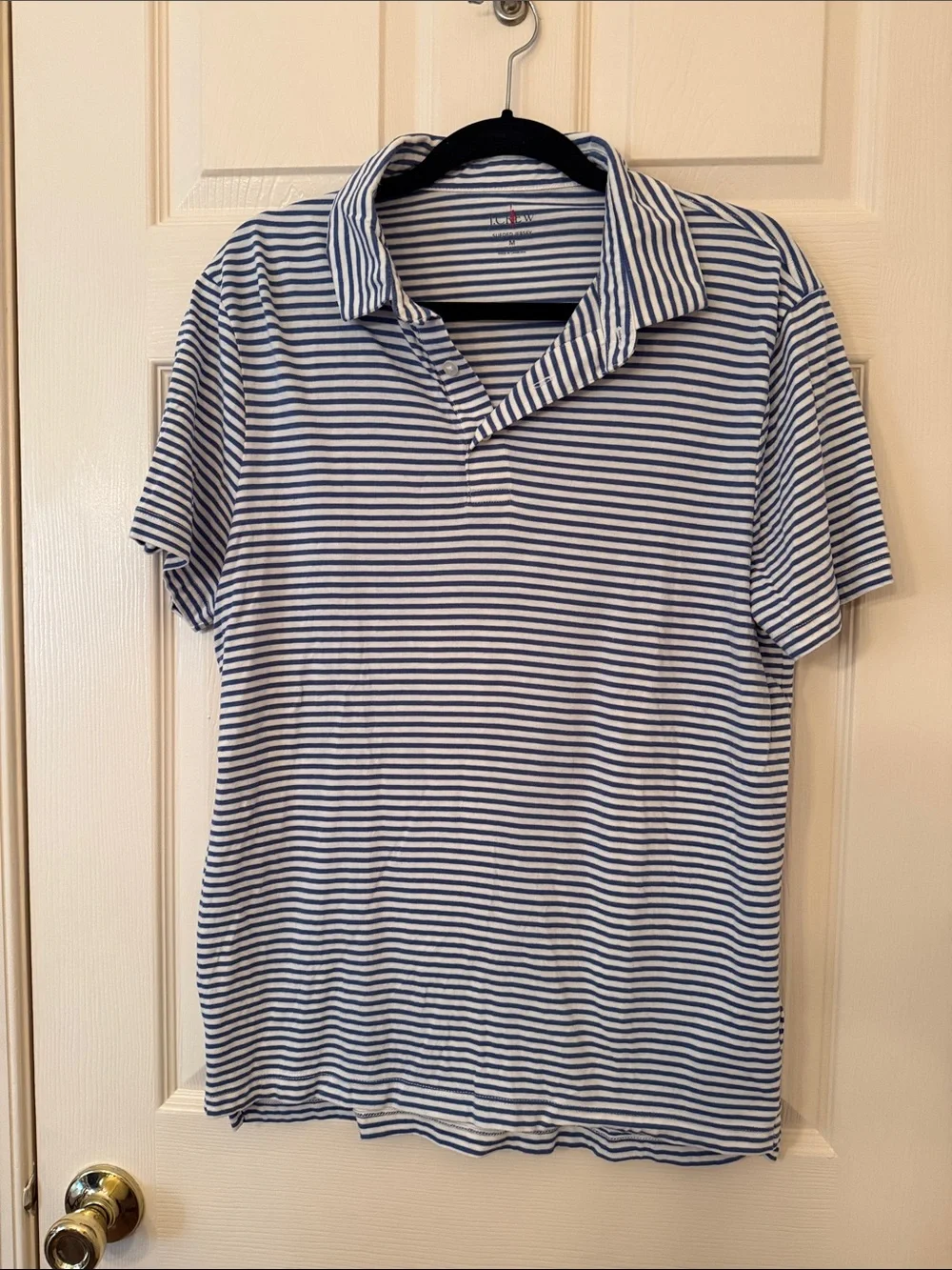 J. Crew Blue and White Striped Polo Shirt